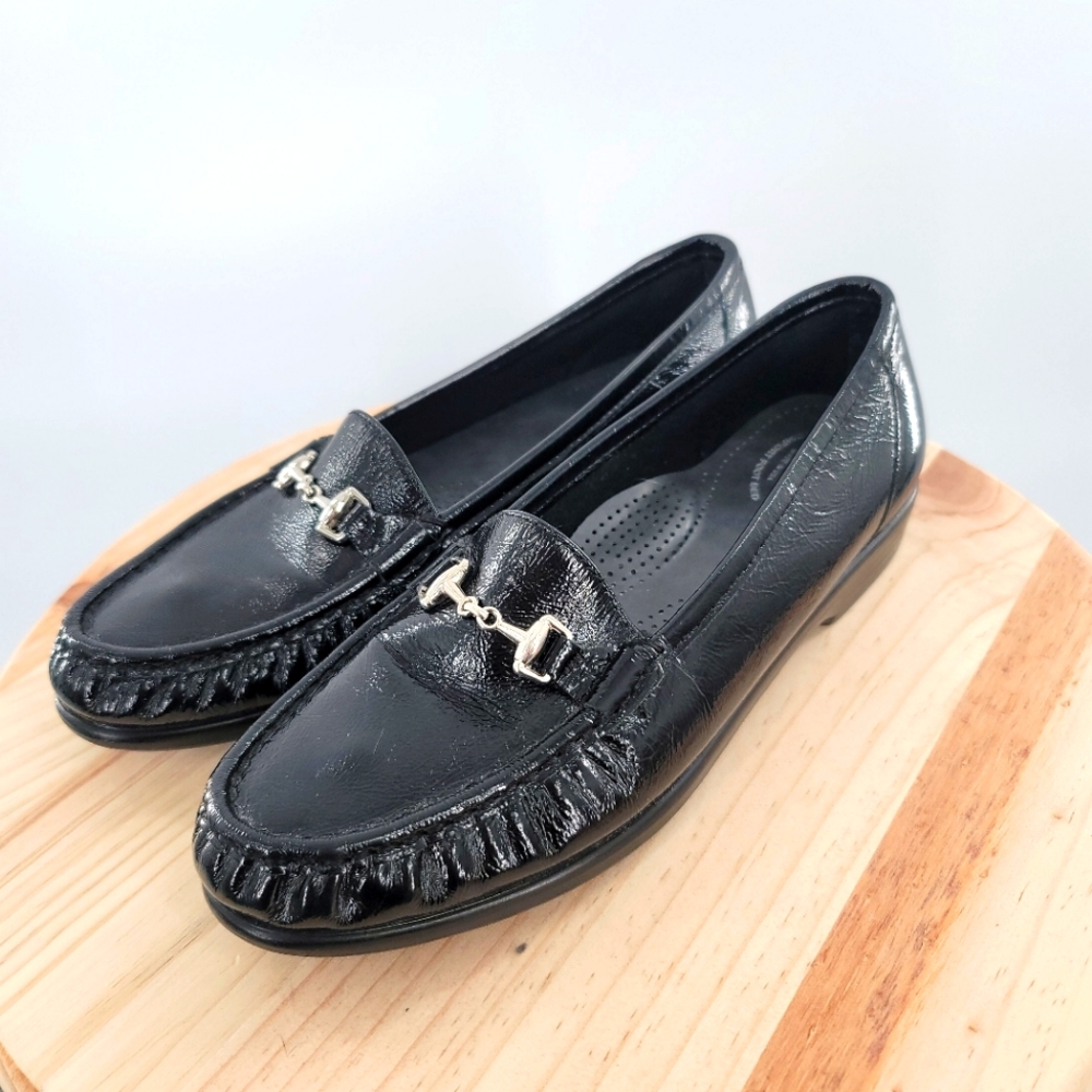 SAS Metro Patent Leather Loafers Slip On Tripad-Moc Womens Size 9.5 N Black